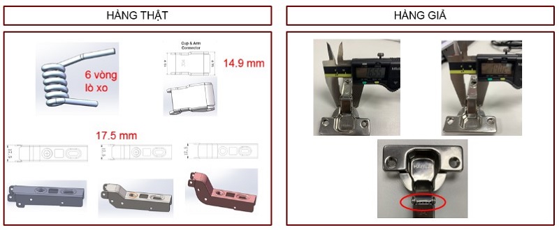 Cách phân biệt bản lề Hafele hàng thật và hàng giả