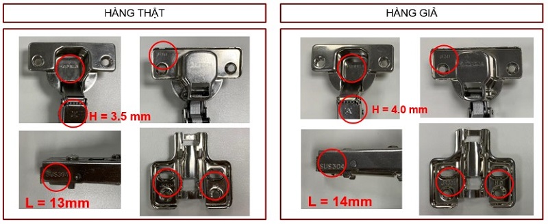 Cách phân biệt bản lề Hafele hàng thật và hàng giả