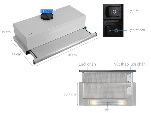 Thông số kỹ thuật của Máy hút mùi âm tủ Teka TL 7310 SS