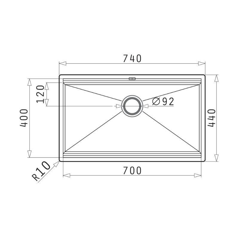 Kích thước Chậu rửa bát 1 hố Pyramis Zeus 0101061901