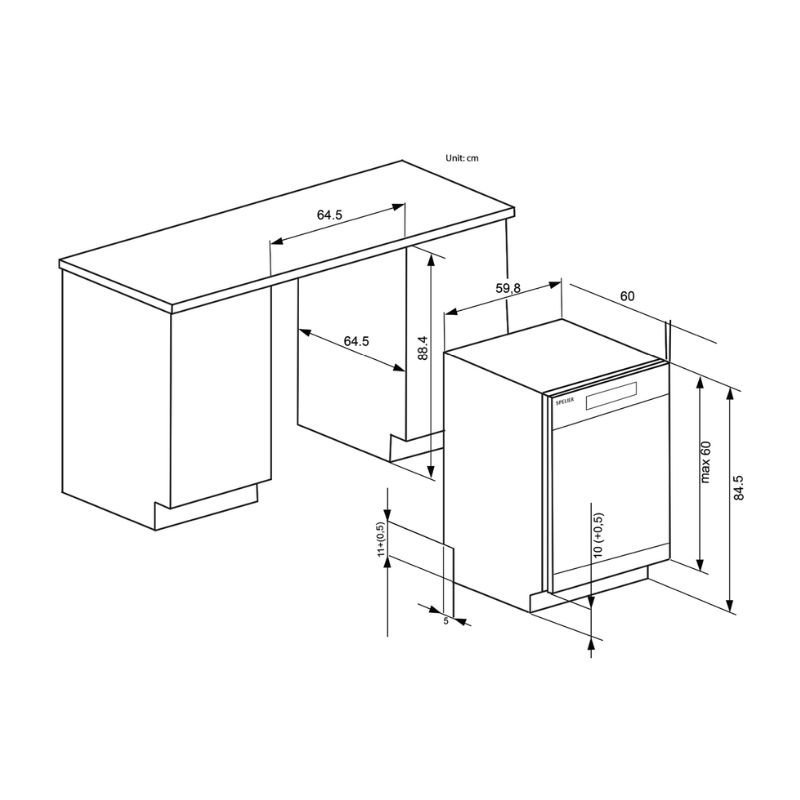 Máy rửa bát âm tủ/độc lập Binova BI-1102DWS