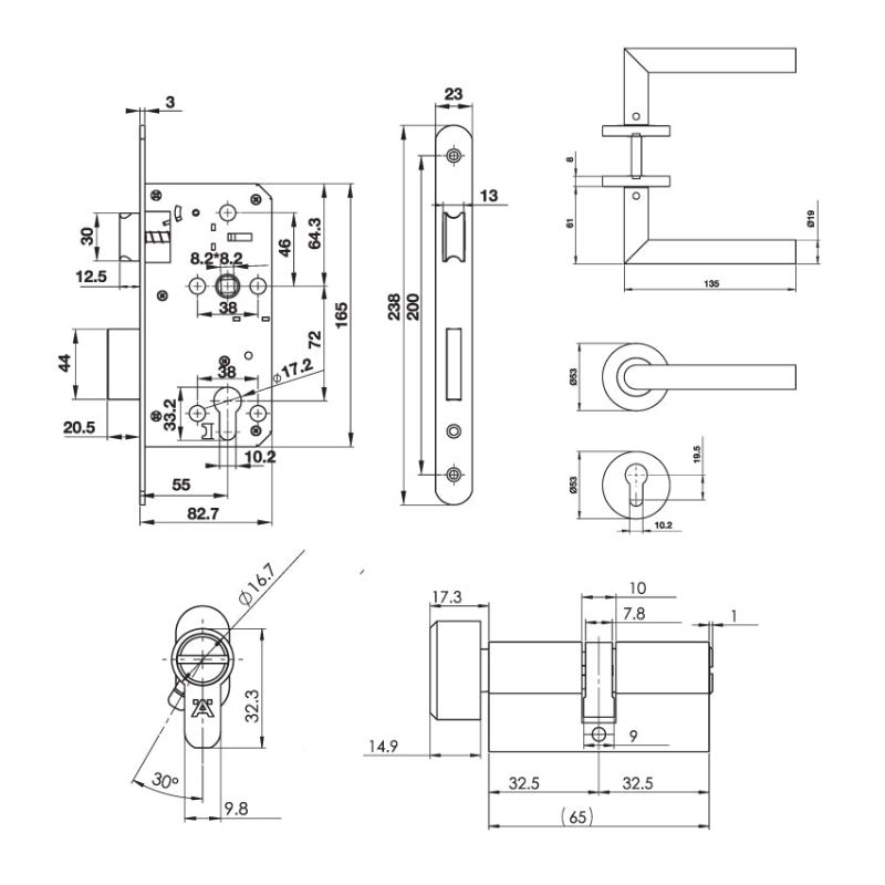 Bộ khóa tay nắm cửa vệ sinh Hafele 489.10.660