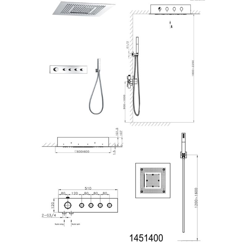 Sen tắm đứng nóng lạnh Euroking EU-1451400