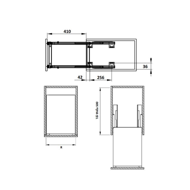 Bộ Đựng Dao Thớt Chai Lọ Sonata 200mm Hafele 549.20.012