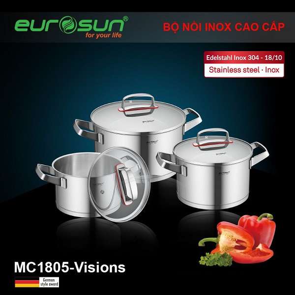 Bộ nồi 3 đáy Eurosun MC1805- Visions